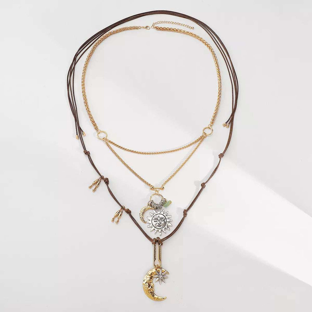 Moon & Sun Pendant Necklace - Trendsi - Flyclothing LLC