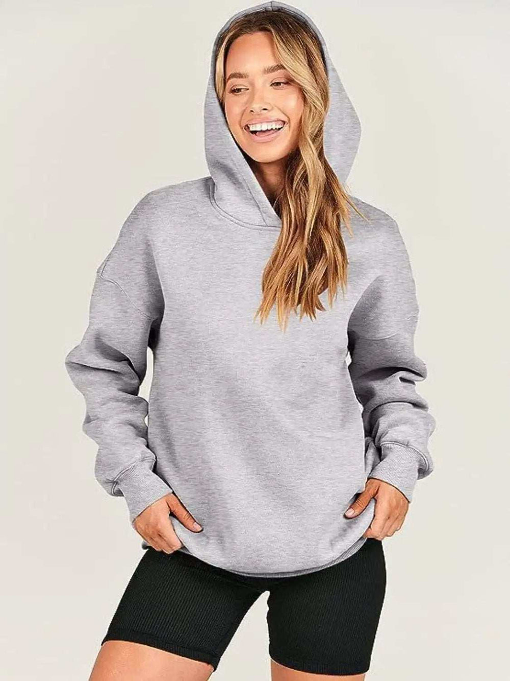 Dropped Shoulder Long Sleeve Hoodie - Trendsi - Flyclothing LLC