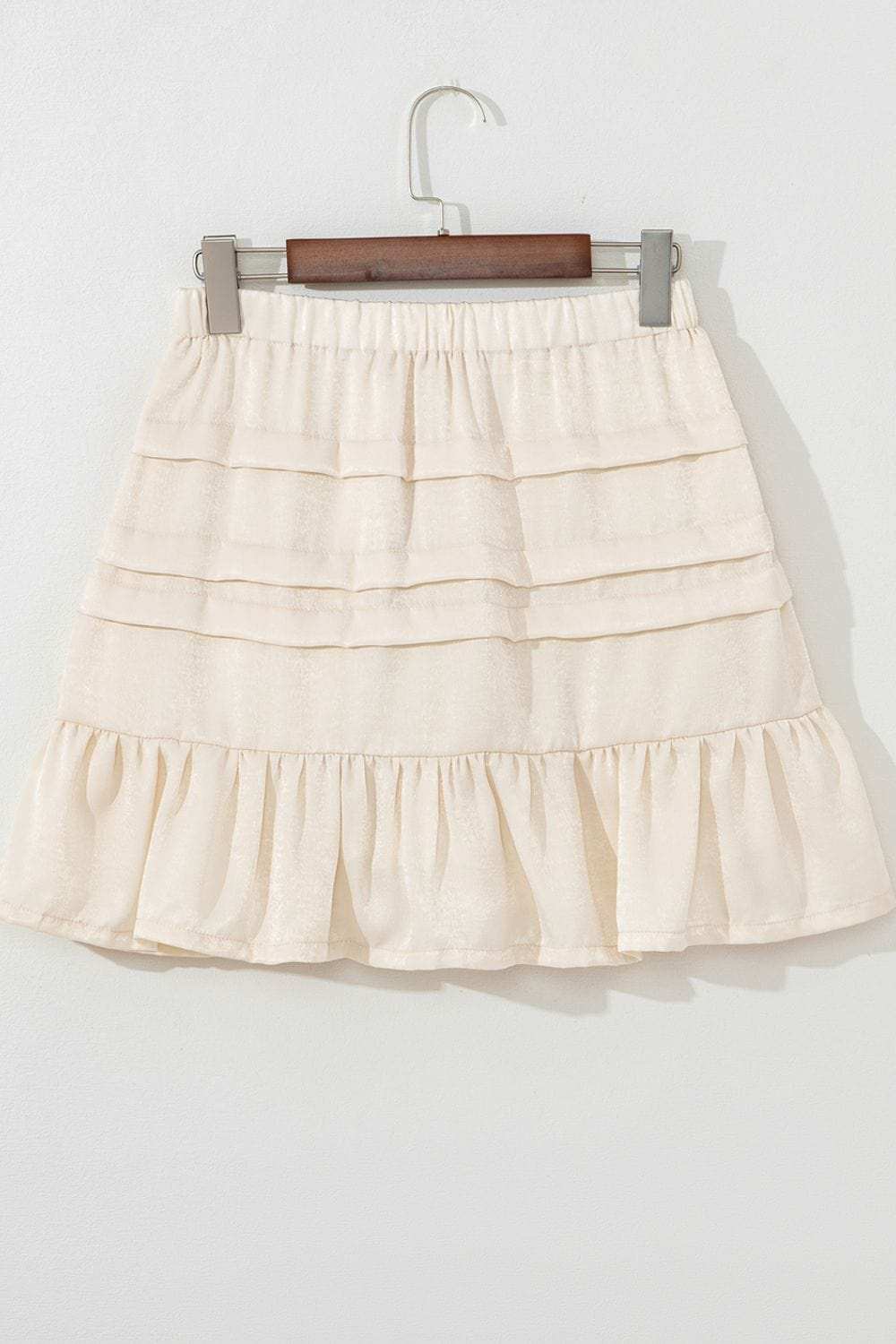 Ruffled Hemline Elastic Waist Mini Skirt - Trendsi - Flyclothing LLC