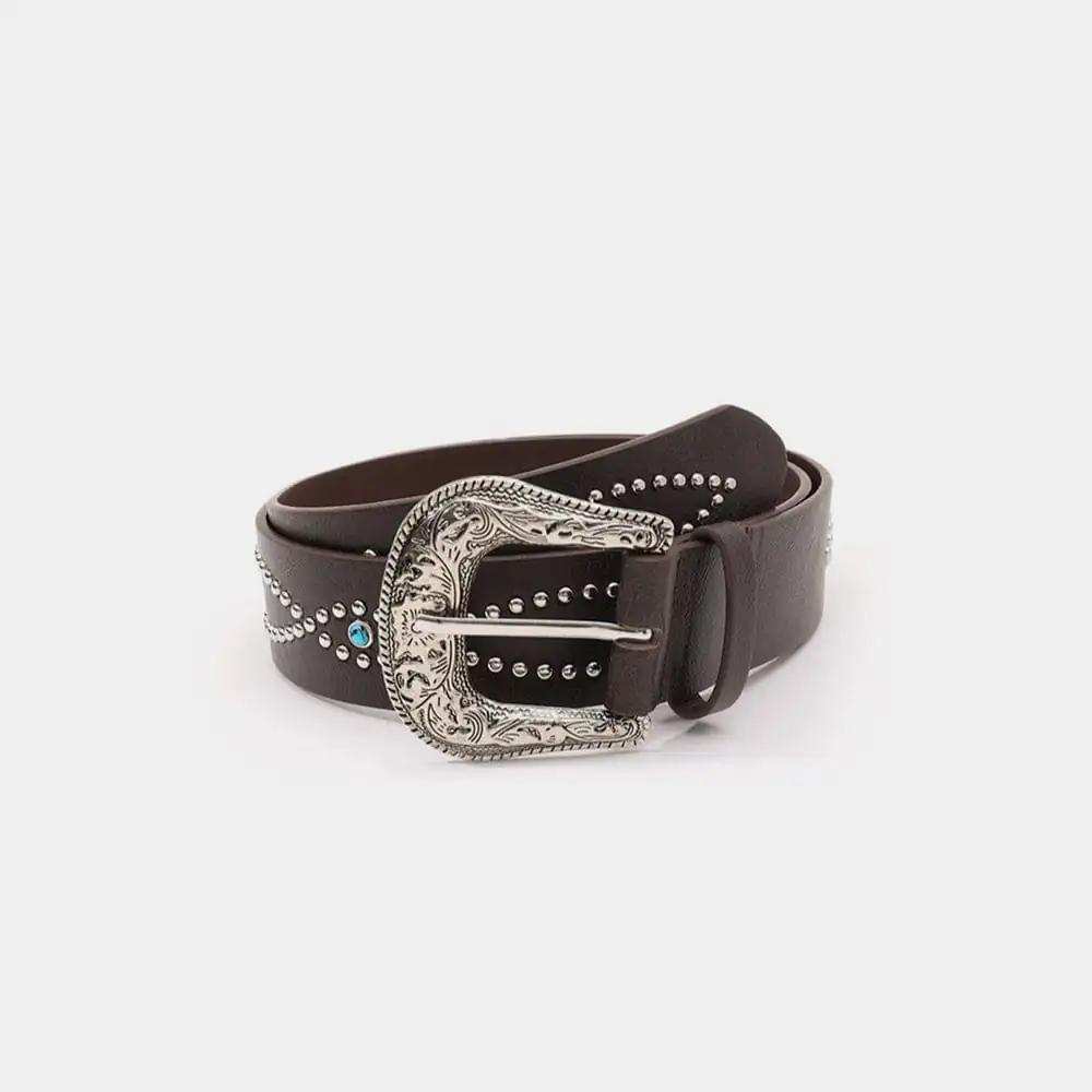 PU Leather Rhinestone Belt - Trendsi - Flyclothing LLC
