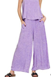 Zenana Woven Acid Crinkle Washed Cami & Pants 2 Piece Set - Trendsi - Flyclothing LLC