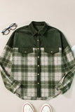Snap Down Collared Neck Plaid Shacket - Trendsi - Flyclothing LLC