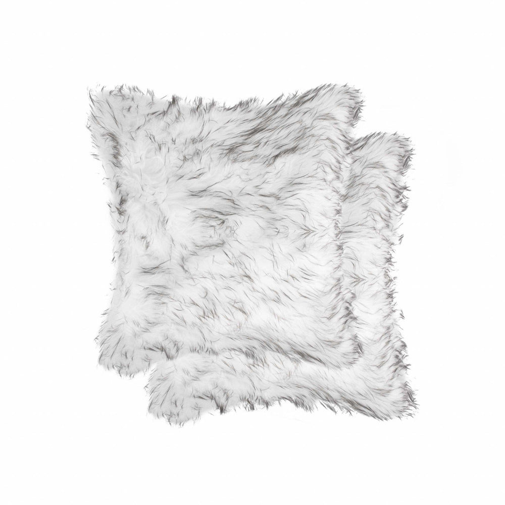 18" X 18" X 5" Gradient Gray Faux Fur 2Pack Pillow - Homeroots - Flyclothing LLC