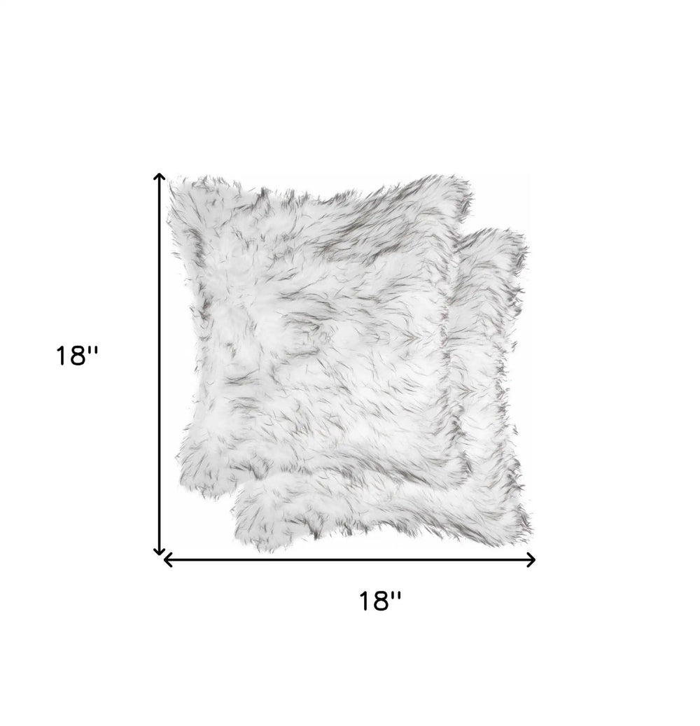 18" X 18" X 5" Gradient Gray Faux Fur 2Pack Pillow - Homeroots - Flyclothing LLC