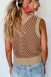 Striped Contrast V-Neck Sweater Vest - Trendsi - Flyclothing LLC
