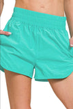 Zenana Windbreaker Smocked Waistband Running Shorts - Trendsi - Flyclothing LLC