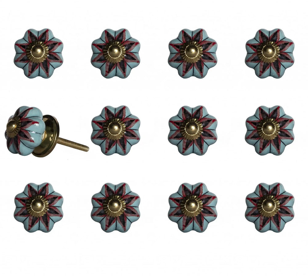 1.5" X 1.5" X 1.5" Ceramic Metal Multicolor 12 Pack Knob - Homeroots - Flyclothing LLC