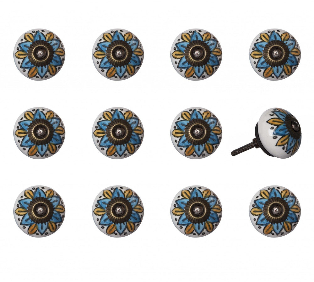 1.5" X 1.5" X 1.5" Ceramic Metal Multicolor 12 Pack Knob - Homeroots - Flyclothing LLC