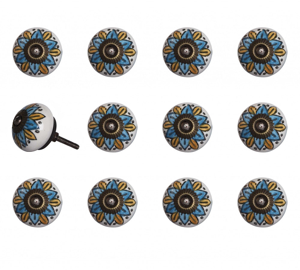 1.5" X 1.5" X 1.5" Ceramic Metal Multicolor 12 Pack Knob - Homeroots - Flyclothing LLC