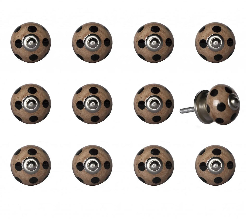 1.5" X 1.5" X 1.5" Ceramic Metal Brown Black 12 Pack Knob - Homeroots - Flyclothing LLC