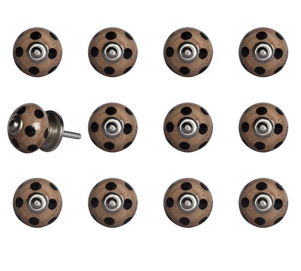 1.5" X 1.5" X 1.5" Ceramic Metal Brown Black 12 Pack Knob - Homeroots - Flyclothing LLC