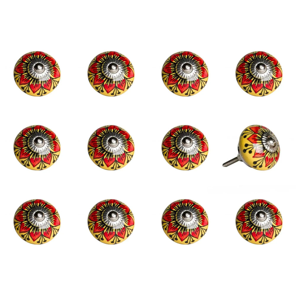 1.5" X 1.5" X 1.5" Ceramic Metal Multicolor 12 Pack Knob - Homeroots - Flyclothing LLC