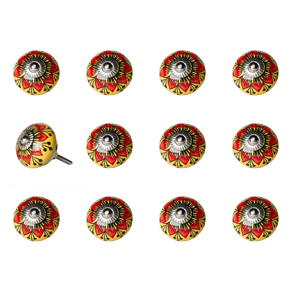 1.5" X 1.5" X 1.5" Ceramic Metal Multicolor 12 Pack Knob - Homeroots - Flyclothing LLC