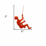 6" Red Unique Climbing Man With Rope Wall Art - Homeroots - Flyclothing LLC