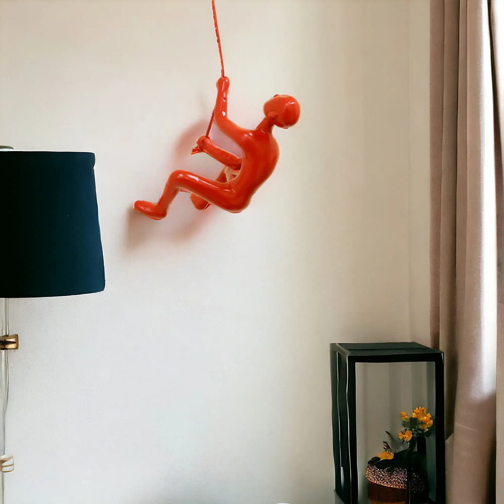 6" Red Unique Climbing Man With Rope Wall Art - Homeroots - Flyclothing LLC