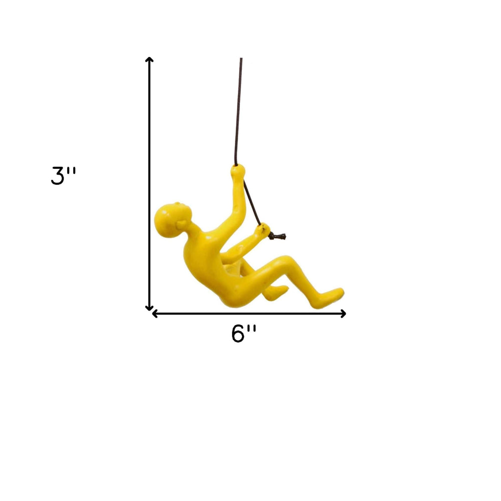 6" Yellow Unique Climbing Man With Rope Wall Art - Homeroots - Flyclothing LLC
