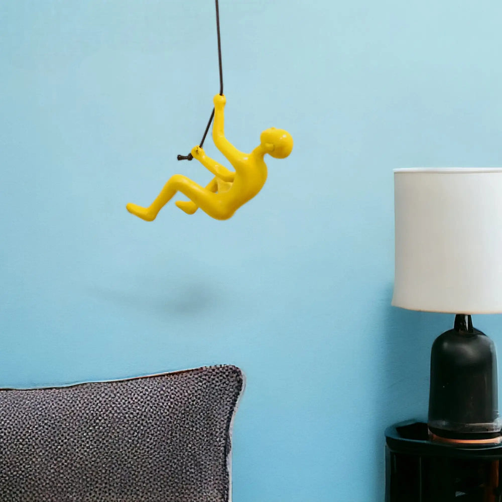 6" Yellow Unique Climbing Man With Rope Wall Art - Homeroots - Flyclothing LLC