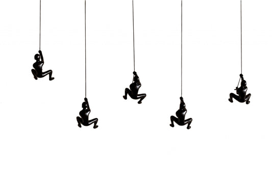 Set of Three 6" Black Resin Unique Climbing Men Wall Decor - Homeroots