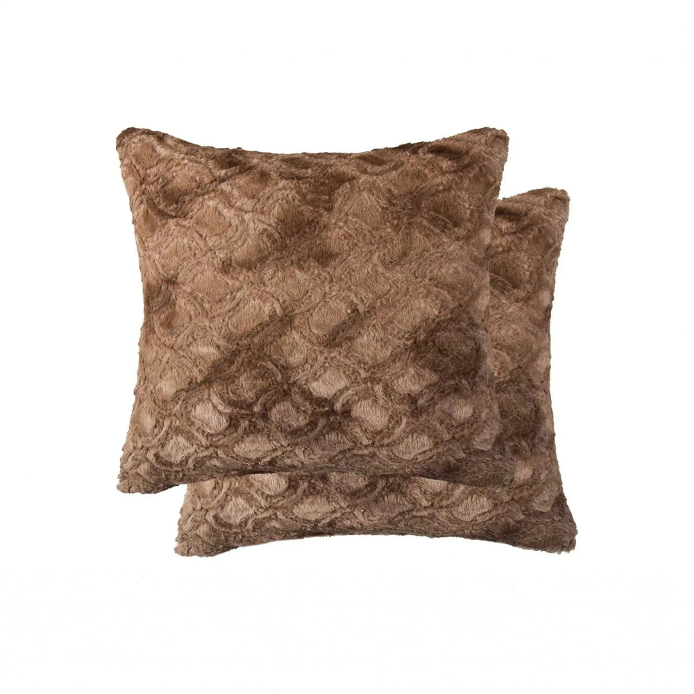 20" X 20" X 5" Acrylic Plush Polyester Polyfill Brown 2 Pack Pillow - Homeroots - Flyclothing LLC
