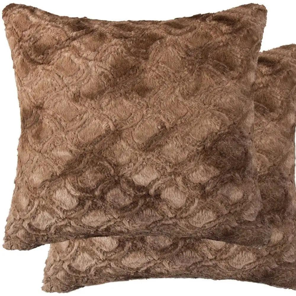 20" X 20" X 5" Acrylic Plush Polyester Polyfill Brown 2 Pack Pillow - Homeroots - Flyclothing LLC