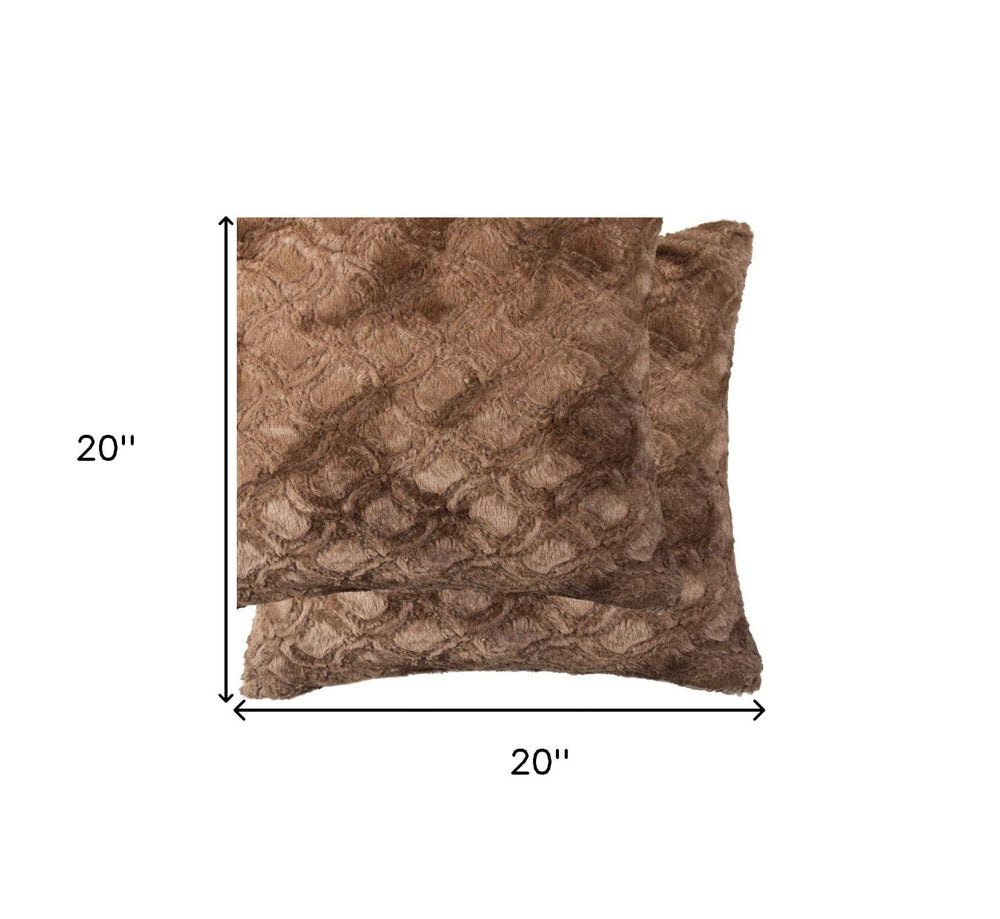 20" X 20" X 5" Acrylic Plush Polyester Polyfill Brown 2 Pack Pillow - Homeroots - Flyclothing LLC