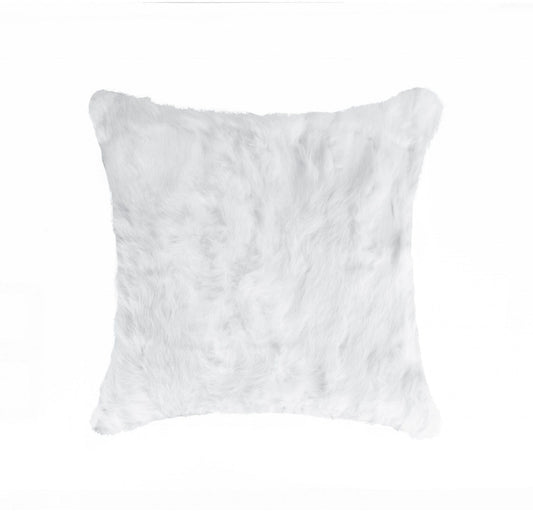 18" White Wool Throw Pillow - Homeroots