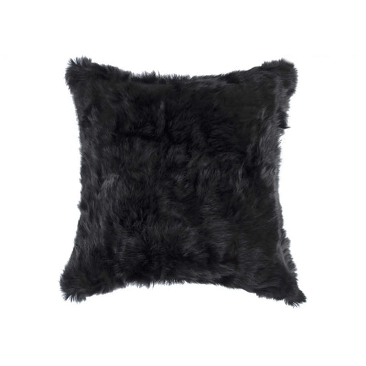 18" Black Wool Throw Pillow - Homeroots