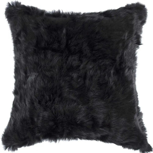18" Black Wool Throw Pillow - Homeroots