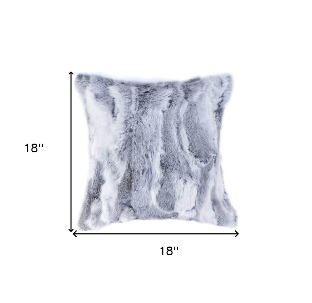 5" X 18" X 18" 100% Natural Rabbit Fur Grey Pillow - Homeroots - Flyclothing LLC