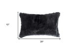 12" X 20" Black Wool Throw Pillow - Homeroots - Flyclothing LLC