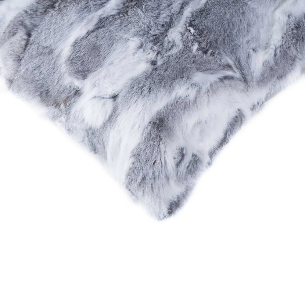 5" X 12" X 20" 100% Natural Rabbit Fur Grey Pillow - Homeroots - Flyclothing LLC