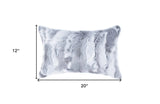 5" X 12" X 20" 100% Natural Rabbit Fur Grey Pillow - Homeroots - Flyclothing LLC