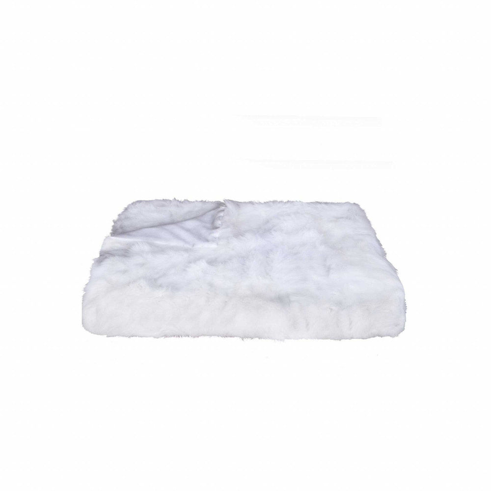 White Knitted Rabbit Solid Color Plush Reversable Throw - Homeroots - Flyclothing LLC
