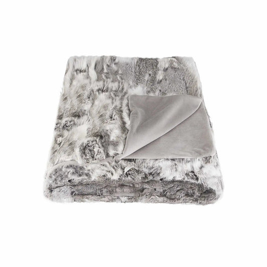 50" X 60" Gray Rabbit Fur Throw Blanket - Homeroots