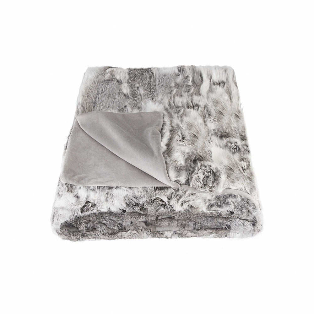 50" X 60" Gray Rabbit Fur Throw Blanket - Homeroots - Flyclothing LLC