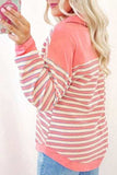 Striped Johnny Collar Long Sleeve Sweatshirt - Trendsi - Flyclothing LLC