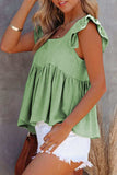Full Size Ruffled Square Neck Cap Sleeve Blouse - Trendsi - Flyclothing LLC