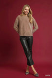 Umgee Round Neck Long Sleeve Side Slit Top - Trendsi - Flyclothing LLC