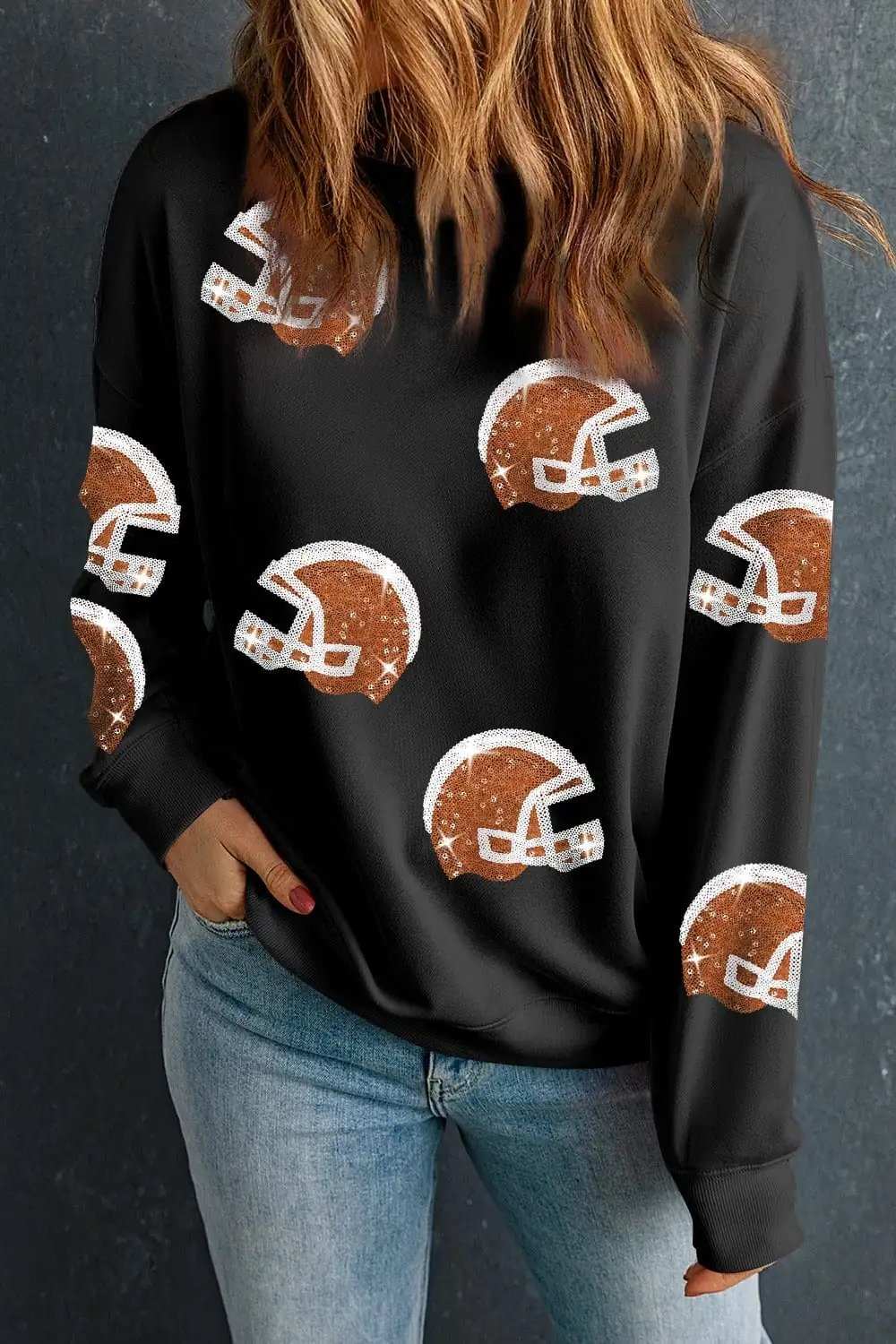 Sequin Round Neck Long Sleeve Sweatshirt - Trendsi - Flyclothing LLC