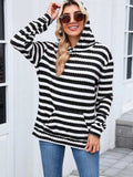 Striped Dropped Shoulder Hoodie - Trendsi - Flyclothing LLC