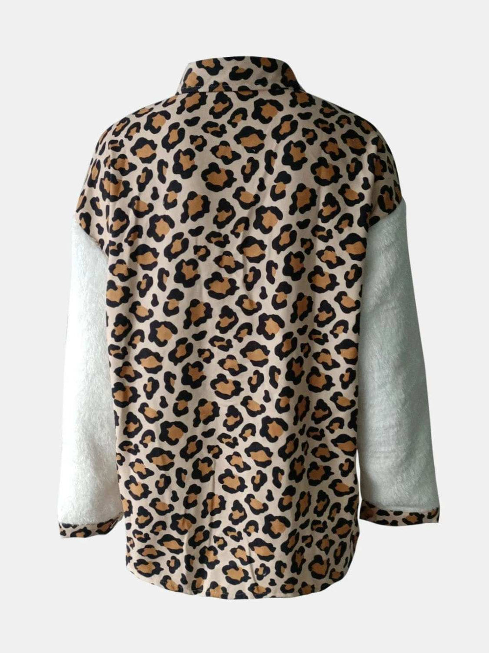 Fuzzy Button Up Long Sleeve Jacket - Trendsi - Flyclothing LLC