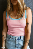 Contrast Trim Ribbed Knit Vest - Trendsi - Flyclothing LLC