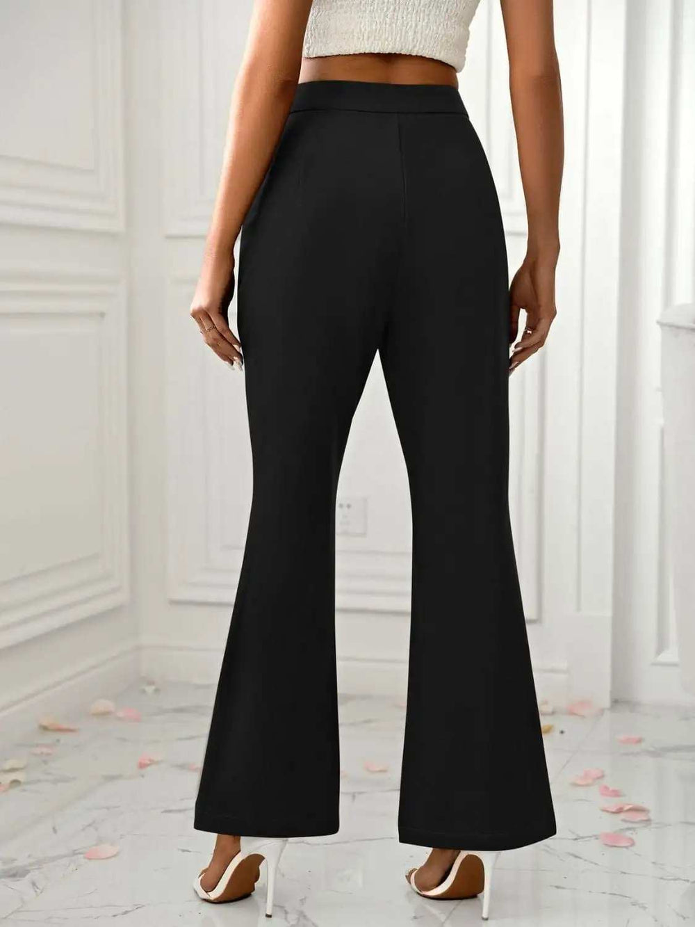 Slit Flare Pants with Pockets - Trendsi - Flyclothing LLC