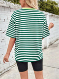 Contrast Striped Round Neck T-Shirt - Trendsi - Flyclothing LLC