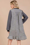 Ces Femme Striped Patchwork Round Neck Terry Sweatshirt Dress - Trendsi - Flyclothing LLC