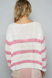 POL Striped Openwork Round Neck Knit Top - Trendsi - Flyclothing LLC