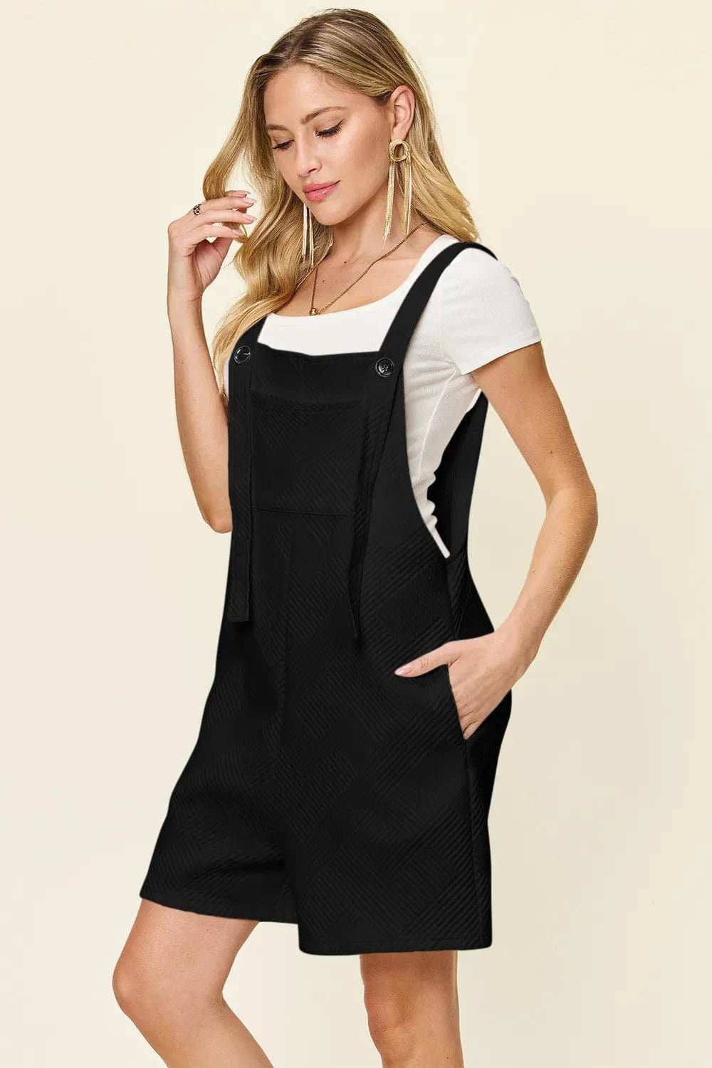 Double Take Full Size Texture Sleeveless Romper - Trendsi - Flyclothing LLC