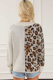 Leopard V Neck Drop Shoulder Sweater - Trendsi - Flyclothing LLC