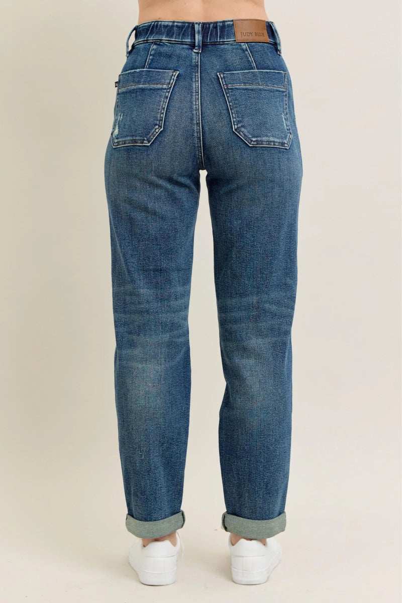 Judy Blue Full Size HW Vintage Wash Jeans w/ Drawstring Plus Size - Trendsi - Flyclothing LLC
