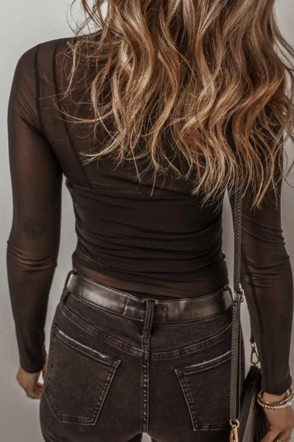 V-Neck Cami and Round Neck Long Sleeve Bodysuit Set - Trendsi - Flyclothing LLC